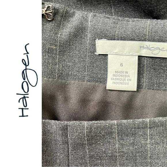 🛍️3/$40 Halogen Skirt  Full Length Zipper Grey Pinstripe Pencil Skirt Size 6 - Picture 4 of 4